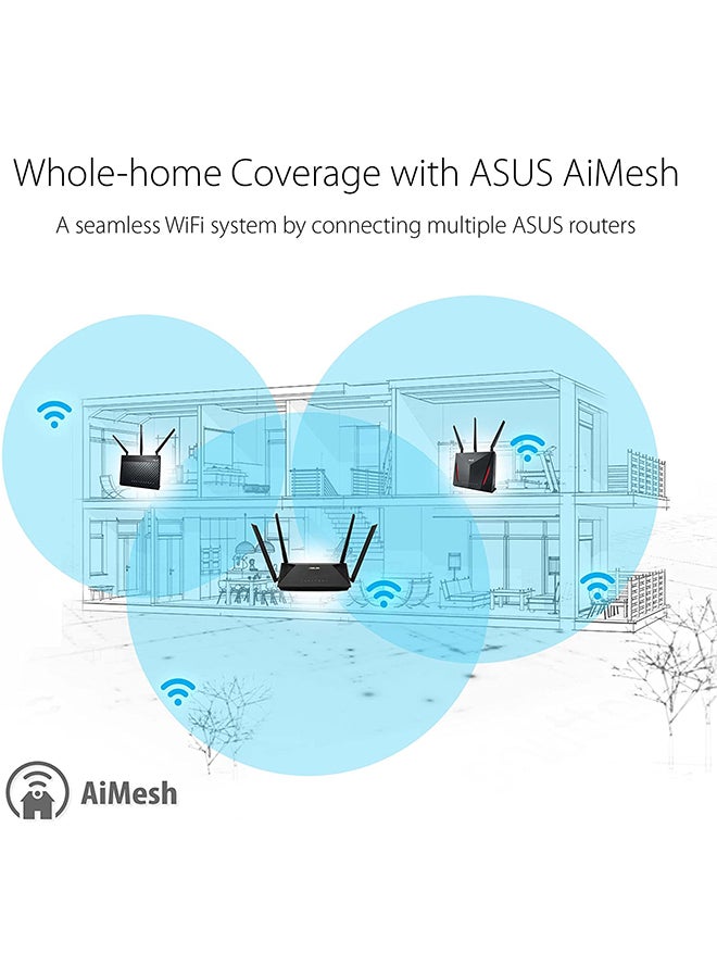 ASUS - Rt-Ax53U Ax1800 Dual Band Wifi 6 (802.11Ax) Router Supporting Mu-Mimo And Ofdma Technology, With Aiprotection Classic Network Security Powered By Trend Micro, 1 Pack Black - Image 1
