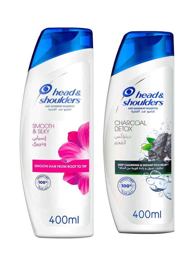 Head & Shoulders Charcoal Detox and Smooth & Silky Anti-Dandruff Shampoo White 400ml
