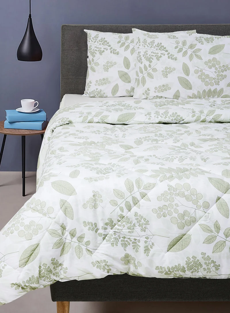 Noon East Comforter Set With Pillow Cover - For King Size Mattress - 100% Cotton Percale - Sleep Well Lightweight And Warm Bed Linen Green 200x240cm +Pillow Cover 50X75cm
