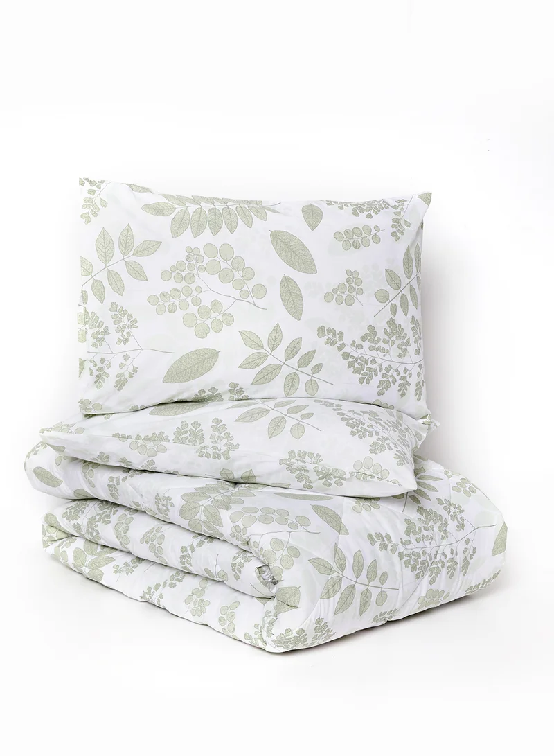 Noon East Comforter Set With Pillow Cover - For King Size Mattress - 100% Cotton Percale - Sleep Well Lightweight And Warm Bed Linen Green 200x240cm +Pillow Cover 50X75cm