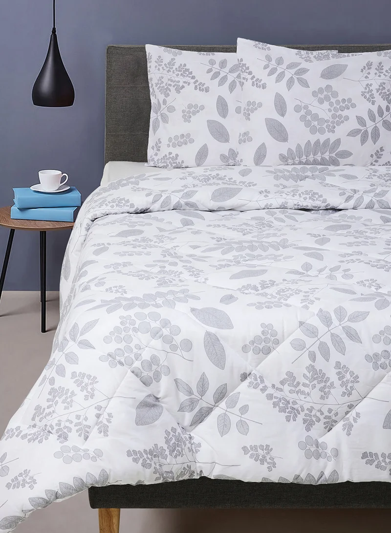 Noon East Comforter Set With Pillow Cover - For King Size Mattress - 100% Cotton Percale - Sleep Well Lightweight And Warm Bed Linen Grey 200x240cm +Pillow Cover 50X75cm