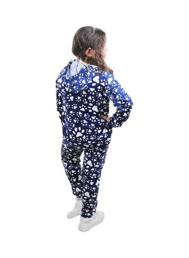 سيزار Printed Hooded Neck Long Sleeve Pyjama Set Multicolour - Image 2