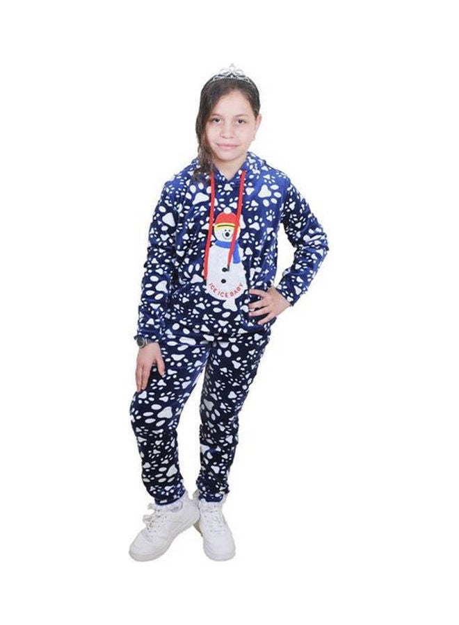سيزار Printed Hooded Neck Long Sleeve Pyjama Set Multicolour - Image 3