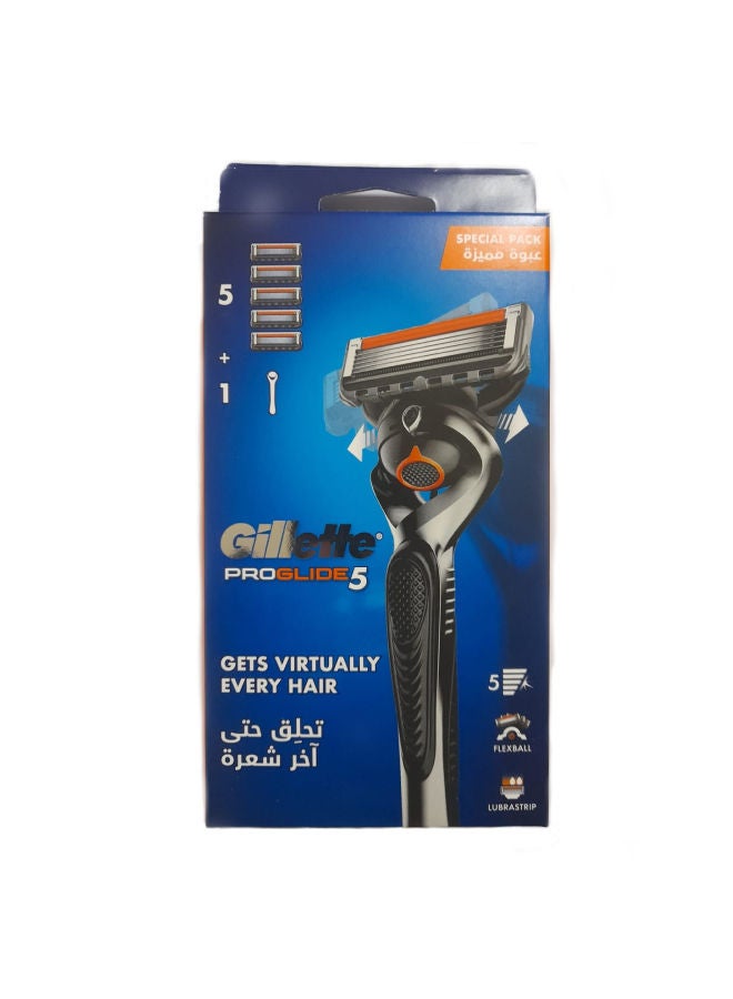 Gillette - Fusion Proglide Flexball Razor With 4 Refill Blade Cartridges Silver/Black - Image 1