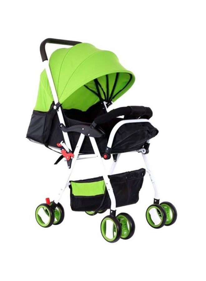 BABY PLUS - Two Tray One Hand Fold Multi Position Recline Baby Stroller With Large Canopy And Shopping Basket - Image 1