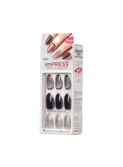 Kiss Impress 30-piece Nails Ten Different Looks Black/ Silver  - Image 2
