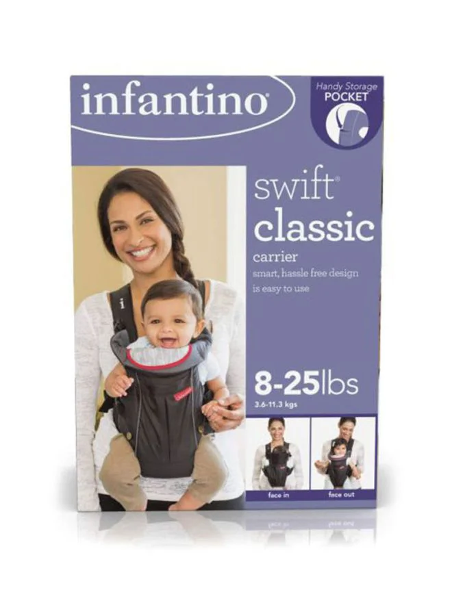 infantino Swift Classic Spacious And Comfortable Baby Carrier With Padded Head Support For Both Rear And Front Facing - Black