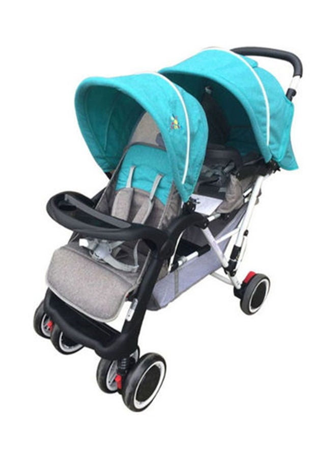 Baby love Comfortable Folding Twin Baby Stroller With Double Canopy And Safety Harness  - Image 1