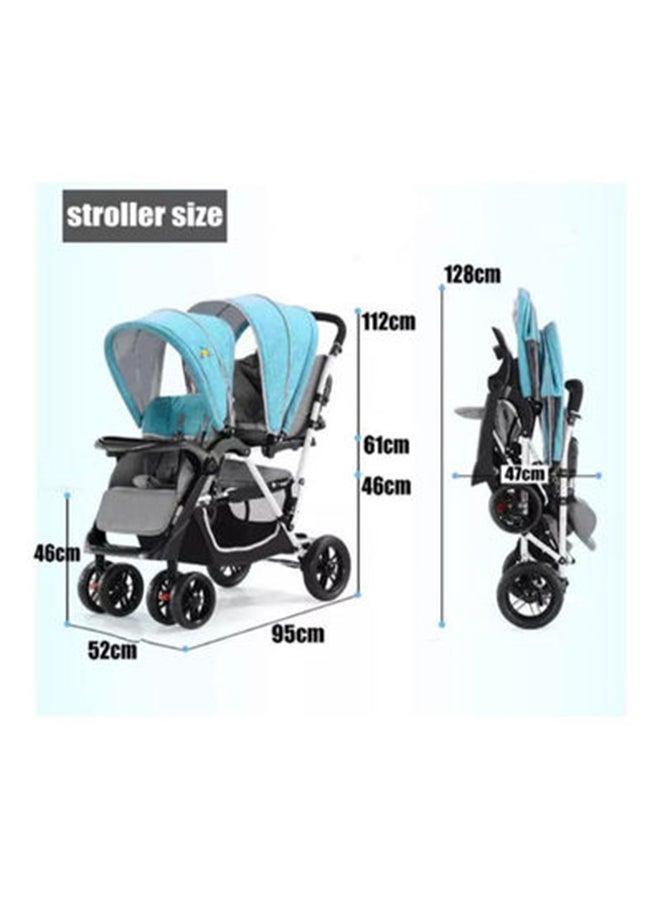Baby love Comfortable Folding Twin Baby Stroller With Double Canopy And Safety Harness  - Image 3