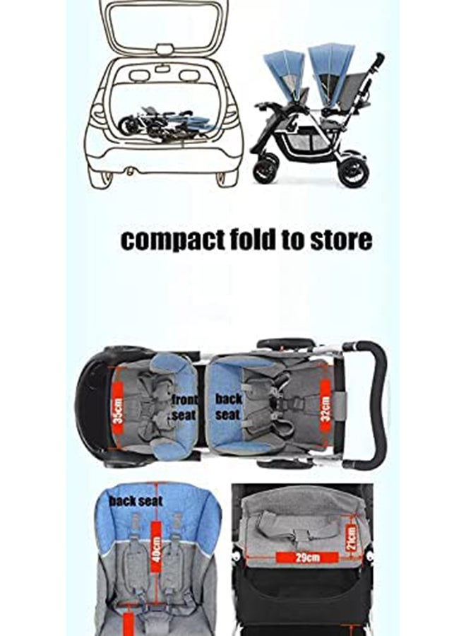 Baby love Comfortable Folding Twin Baby Stroller With Double Canopy And Safety Harness  - Image 4