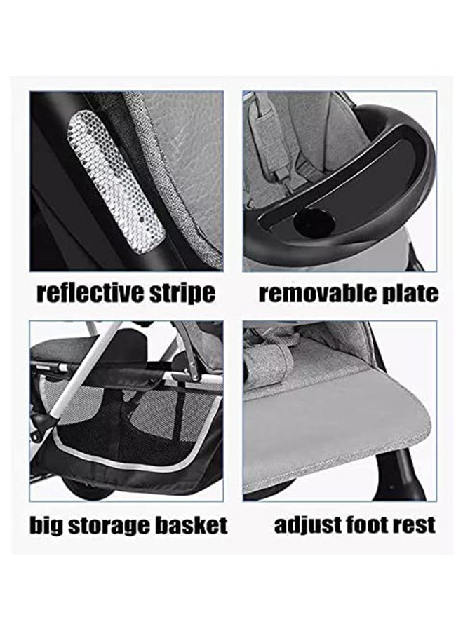 Baby love Comfortable Folding Twin Baby Stroller With Double Canopy And Safety Harness  - Image 5