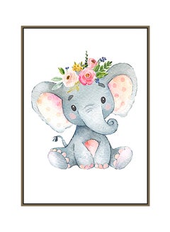 DECOREK Elephant Modern Printed Canvas Painting Grey/Pink/Green 57 x 71 x 4.5cm  - Image 1