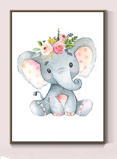 DECOREK Elephant Modern Printed Canvas Painting Grey/Pink/Green 57 x 71 x 4.5cm  - Image 3