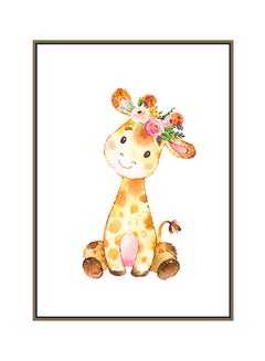 DECOREK Giraffe Enigmatic Printed Canvas Painting Orange/Pink/Brown 57 x 71 x 4.5cm  - Image 1