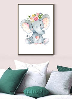 DECOREK Elephant Modern Printed Canvas Painting Grey/Pink/Green 57 x 71 x 4.5cm  - Image 2