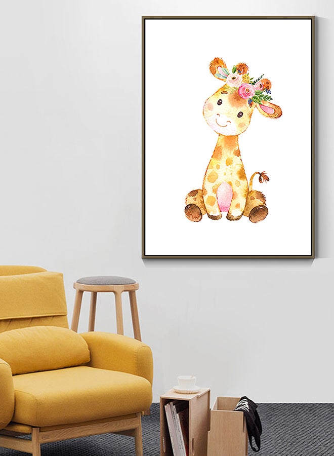 DECOREK - Giraffe Enigmatic Printed Canvas Painting Orange/Pink/Brown 57 x 71 x 4.5cm - Image 1