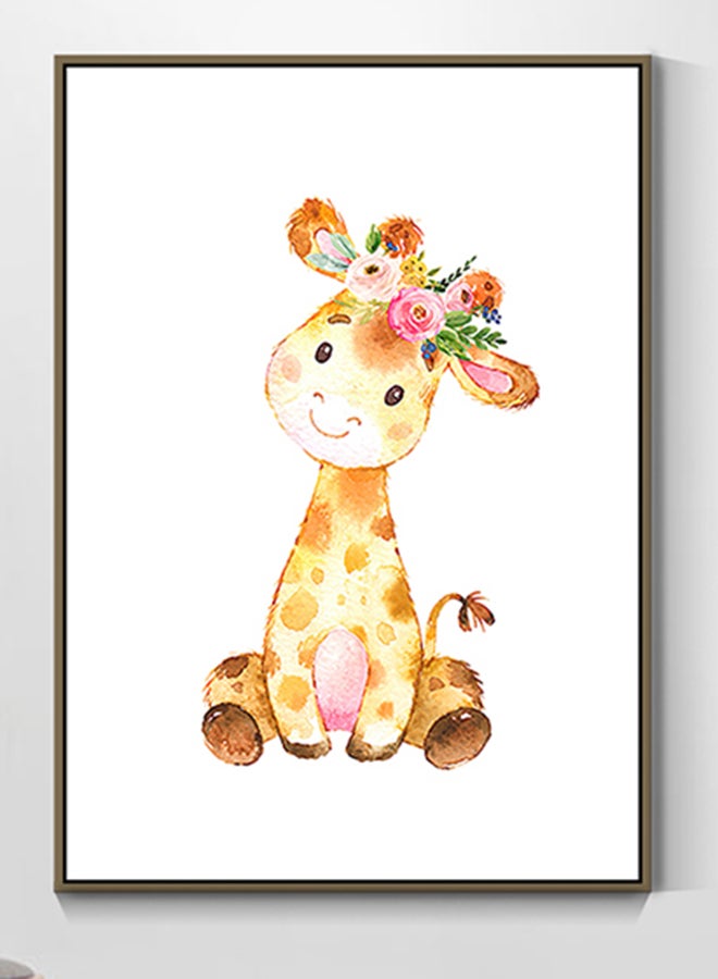 DECOREK - Giraffe Enigmatic Printed Canvas Painting Orange/Pink/Brown 57 x 71 x 4.5cm - Image 1