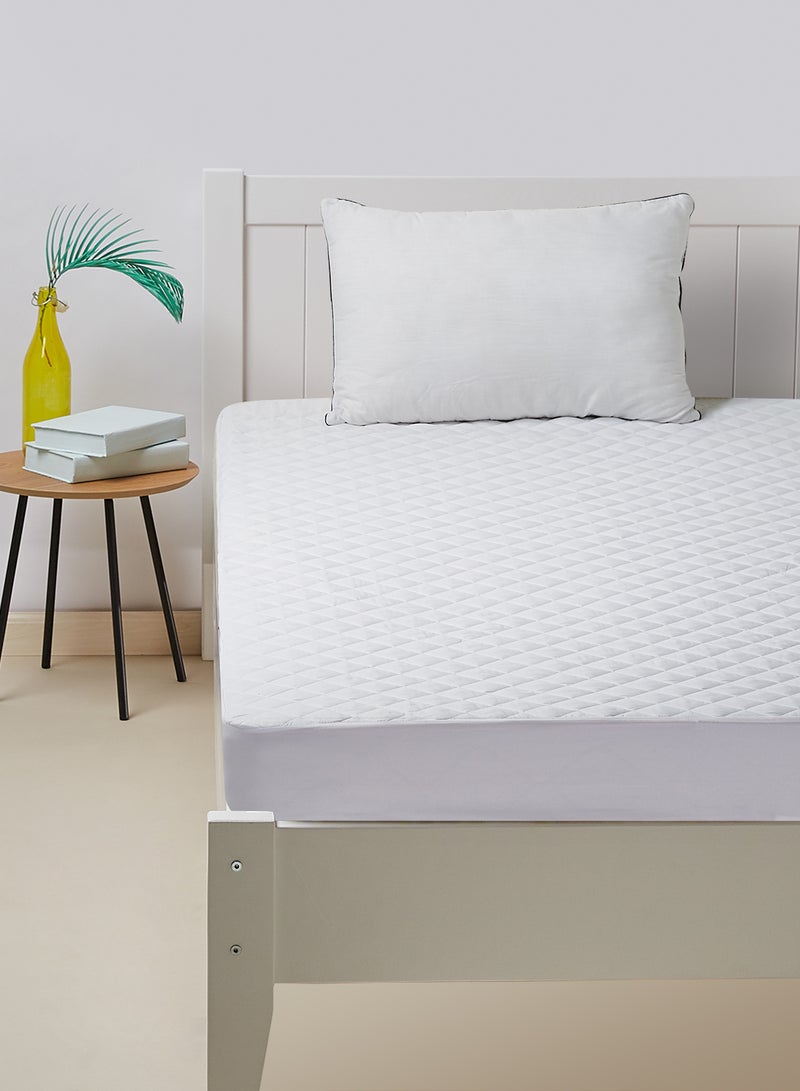 أمال شرشف هوم بيسيكس  للفراش مضاد للماء -مقاس 180x200+33 سم بوليستر أبيض King - Image 1