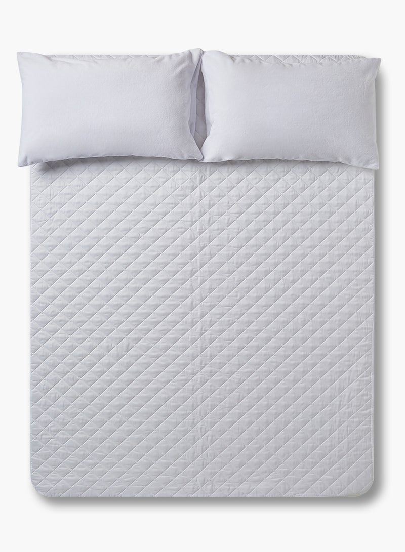 أمال شرشف هوم بيسيكس  للفراش مضاد للماء -مقاس 180x200+33 سم بوليستر أبيض King - Image 2