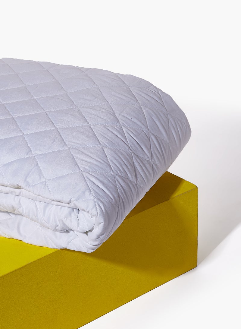 أمال شرشف هوم بيسيكس  للفراش مضاد للماء -مقاس 180x200+33 سم بوليستر أبيض King - Image 3