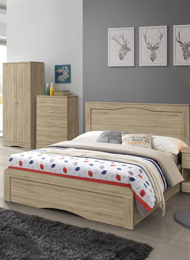 ebb & flow - Bed Frame Luxurious - King Size Bed - Delta Collection - Sonoma Oak Color - Size 1942X2099X1120 - Luxurious Home Hazel 1942x2099x1120mm - Image 1