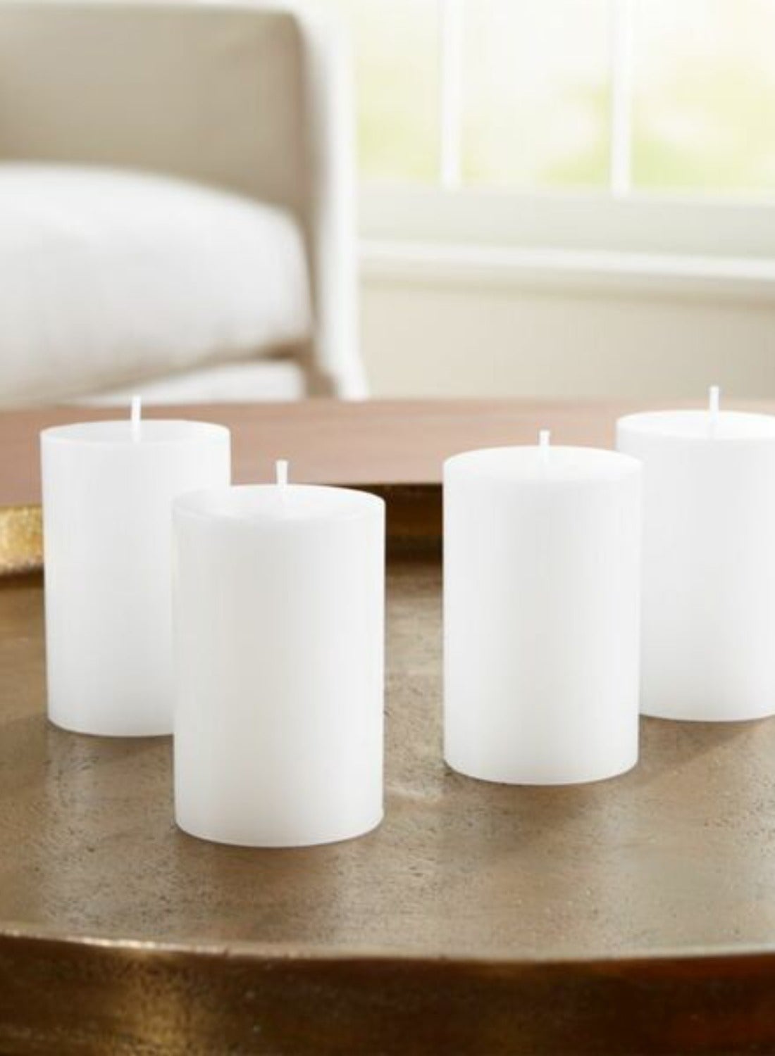 4-Piece Unscented Wax Pillar Candles Set 525g Unique Luxury Quality Product For The Perfect Stylish Home White 3 x 5.5inch 