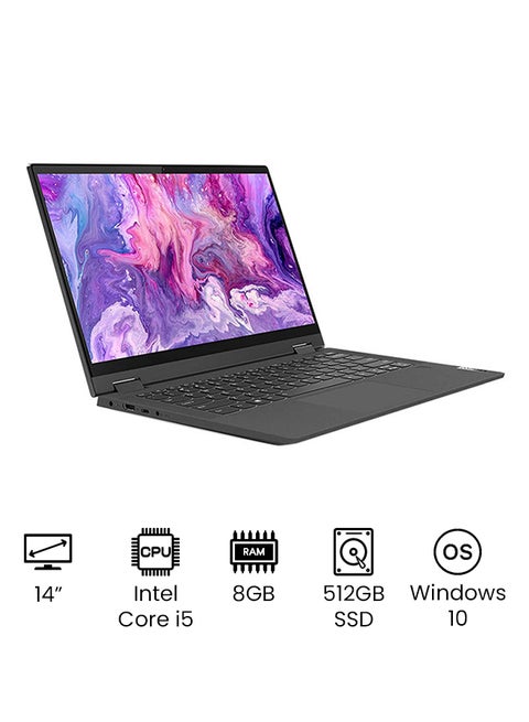 Ideapad Flex 5 Convertible 2-In-1 Touchscreen Laptop With 14-Inch Full HD Display, Core i5-1135G7 Processor/8GB RAM/512GB SSD/AMD Radeon Pro Graphics/Windows 10 /International Version english Graphite Grey