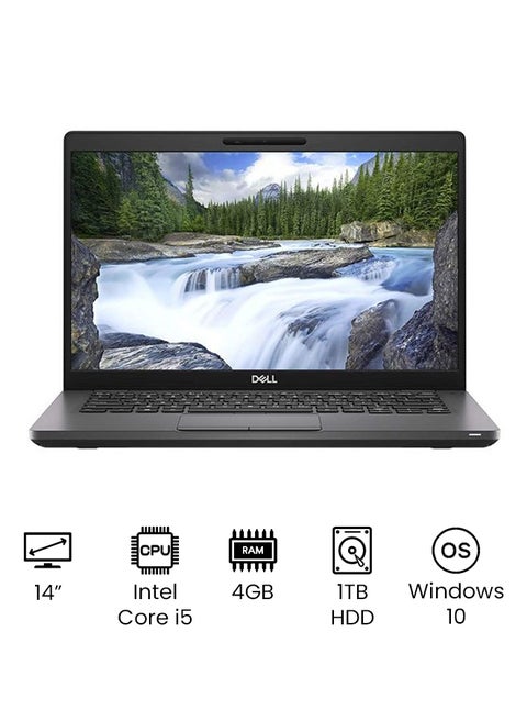 كمبيوتر محمول طراز Latitude 5400 بشاشة عالية الدقة مقاس 14 بوصة ومعالج Core i5 وذاكرة وصول عشوائي سعة 4 جيجابايت ومحرك أقراص ثابتة سعة 1 تيرابايت وبطاقة رسومات Intel UHD 620 ونظام التشغيل Windows 10