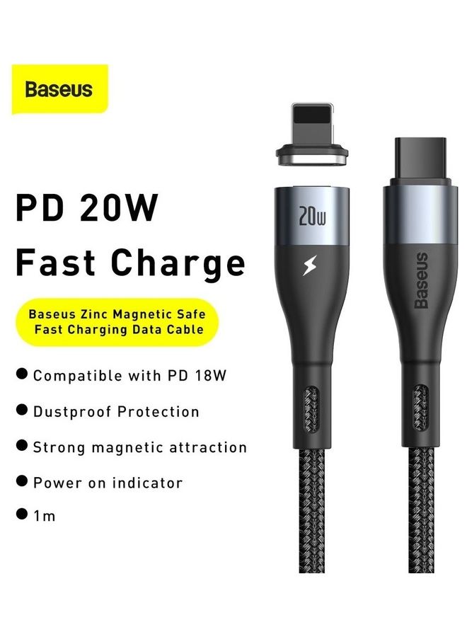Baseus USB C to Lightning-Fast Charging Cable 20W PD Zinc Magnetic Power Delivery Data Transfer 1M Compatible with iPhone SE,13/12/11 Pro/Max/mini, New iPad 9 SE 6 7 8 X Plus Black  - Image 2