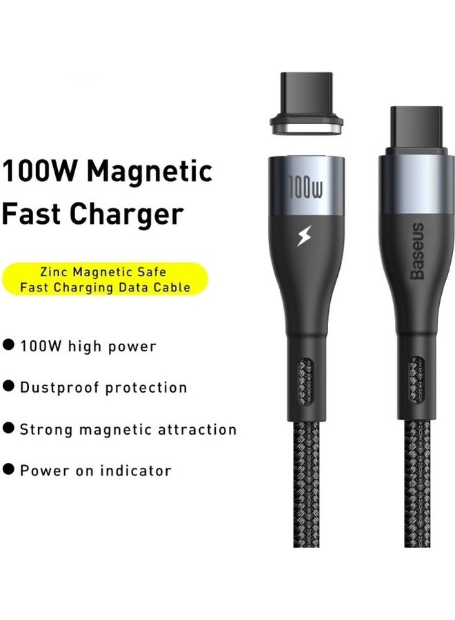 Baseus USB C to USB C Fast Charging Cable 100W PD Zinc Magnetic Power Delivery Data Transfer 1.5M Compatible with MacBook Pro 2021 Air iPad Pro Samsung S21+ Ultra Huawei Lenovo ThinkPad Dell XPS Black  - Image 2