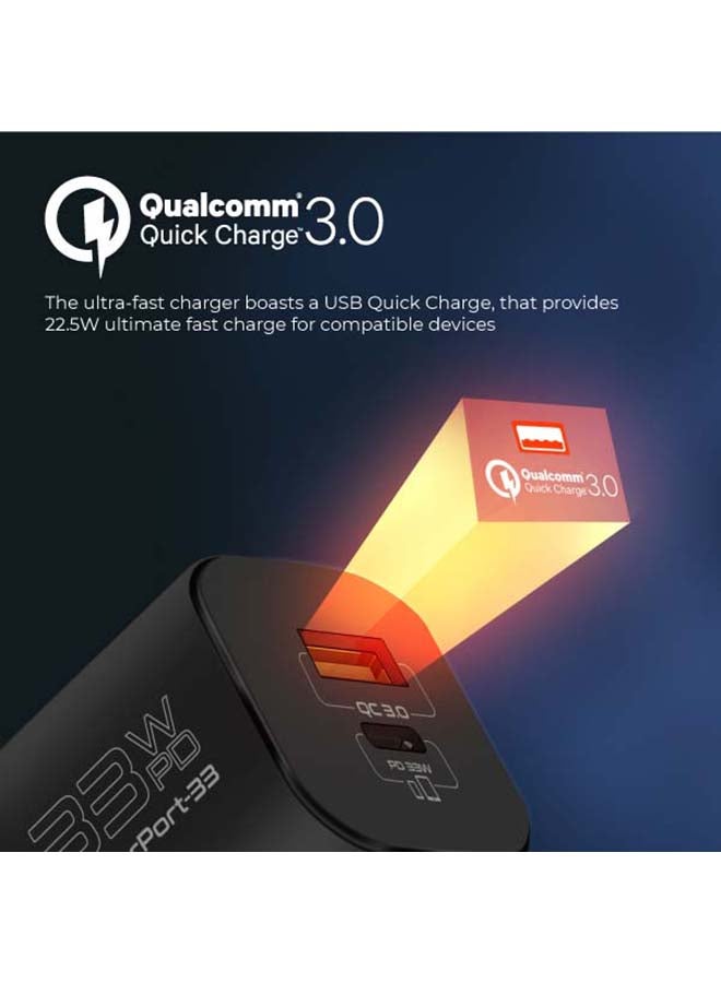 33W Power Delivery GaNFast Charging Adapter Black