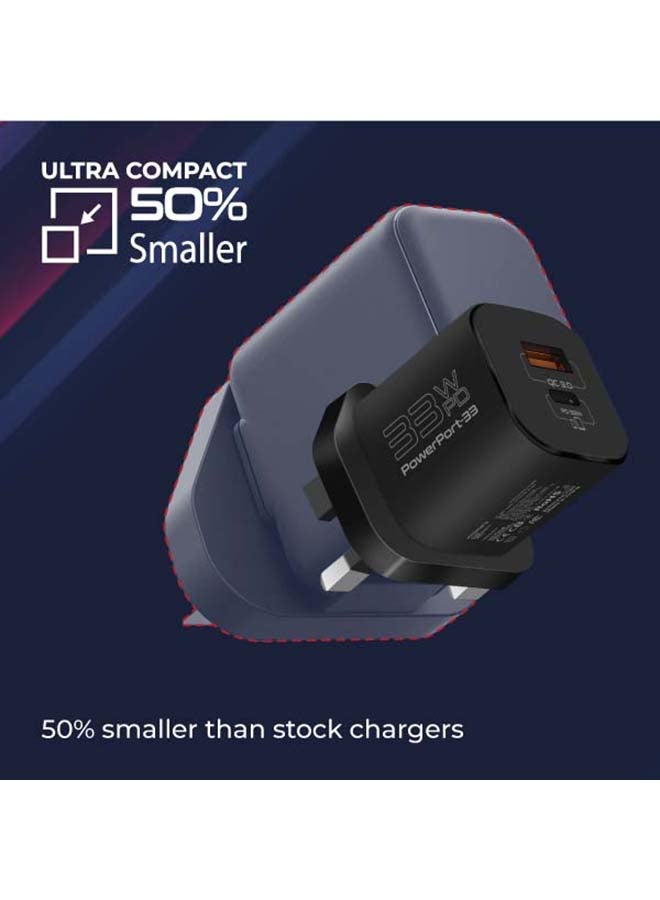 33W Power Delivery GaNFast Charging Adapter Black