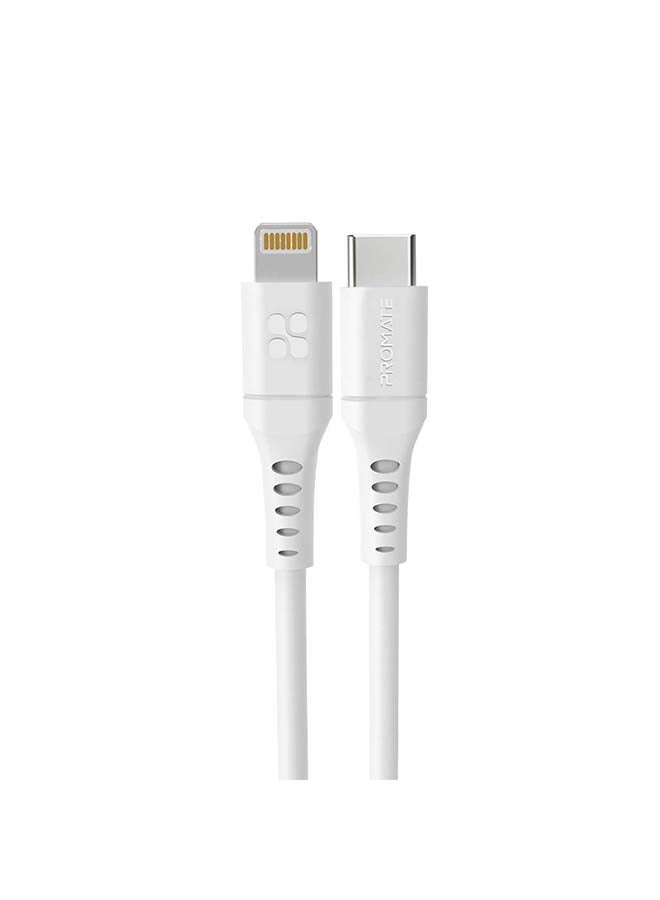 PROMATE 20W Power Delivery Fast Charging Lightning Cable 3M White  - Image 1