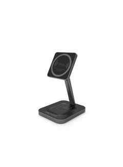 PROMATE Magnetic Wireless Charger For iPhone 12, 2-in-1 15W Fast Wireless Charger With Adjustable Neck And Anti-Slip 5W Charging Pad For iPhone 12/12 Mini/12 Pro/12 Pro Max/AirPods 2/AirPods Pro Grey  - Image 1