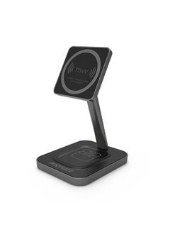 PROMATE Magnetic Wireless Charger For iPhone 12, 2-in-1 15W Fast Wireless Charger With Adjustable Neck And Anti-Slip 5W Charging Pad For iPhone 12/12 Mini/12 Pro/12 Pro Max/AirPods 2/AirPods Pro Grey  - Image 2