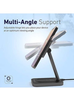 PROMATE Magnetic Wireless Charger For iPhone 12, 2-in-1 15W Fast Wireless Charger With Adjustable Neck And Anti-Slip 5W Charging Pad For iPhone 12/12 Mini/12 Pro/12 Pro Max/AirPods 2/AirPods Pro Grey  - Image 5
