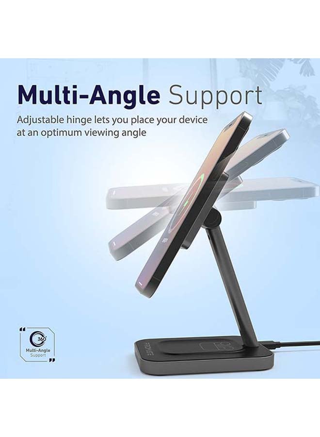 PROMATE Magnetic Wireless Charger For iPhone 12, 2-in-1 15W Fast Wireless Charger With Adjustable Neck And Anti-Slip 5W Charging Pad For iPhone 12/12 Mini/12 Pro/12 Pro Max/AirPods 2/AirPods Pro Grey  - Image 5