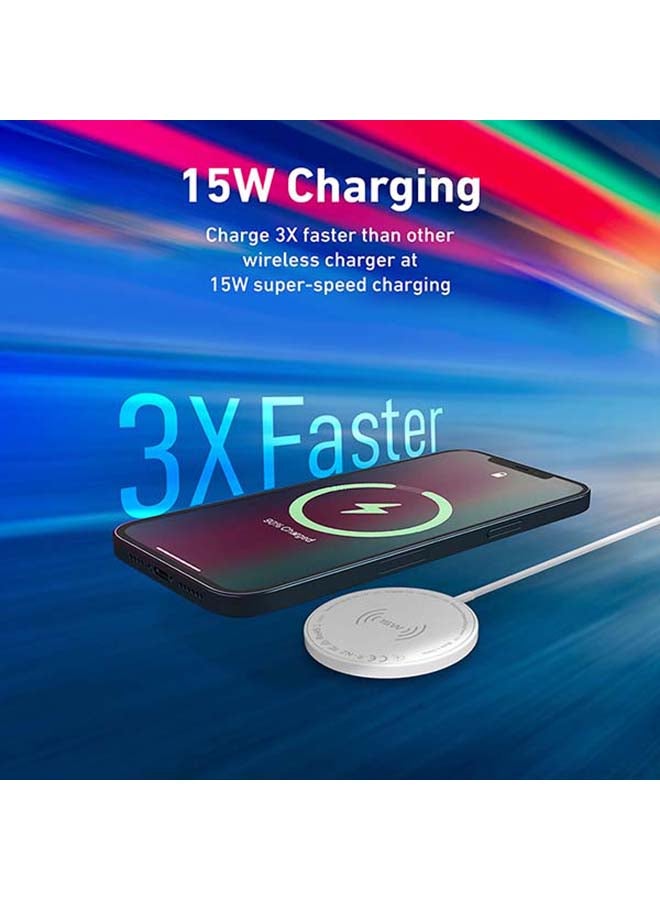 PROMATE - iPhone14 3-in-1 Wireless Charger, Dual Sided Magnetic Qi Wireless Charging Pad with 15W Mag-Safe Charging for iPhone 13, 5W iWatch/AirPods Charger and USB-C Connector, MagCord-Trio White - Image 1