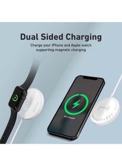 PROMATE iPhone14 3-in-1 Wireless Charger, Dual Sided Magnetic Qi Wireless Charging Pad with 15W Mag-Safe Charging for iPhone 13, 5W iWatch/AirPods Charger and USB-C Connector, MagCord-Trio White  - Image 3