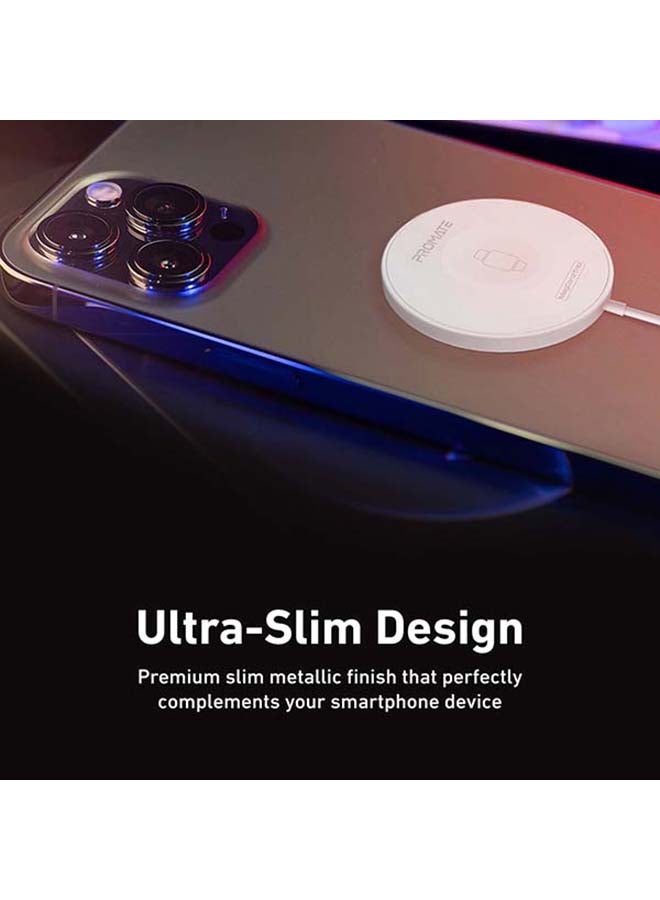PROMATE - iPhone14 3-in-1 Wireless Charger, Dual Sided Magnetic Qi Wireless Charging Pad with 15W Mag-Safe Charging for iPhone 13, 5W iWatch/AirPods Charger and USB-C Connector, MagCord-Trio White - Image 1