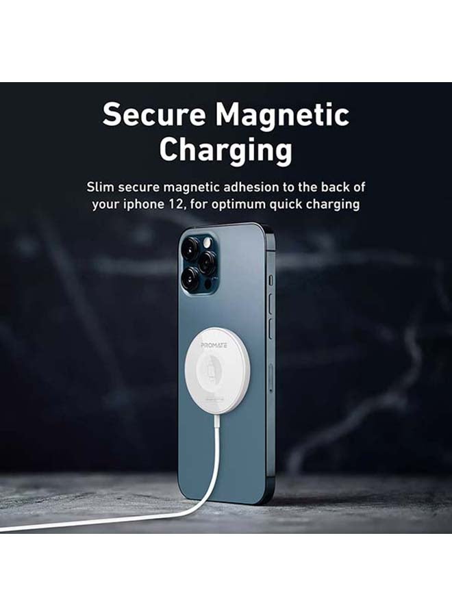 PROMATE - iPhone14 3-in-1 Wireless Charger, Dual Sided Magnetic Qi Wireless Charging Pad with 15W Mag-Safe Charging for iPhone 13, 5W iWatch/AirPods Charger and USB-C Connector, MagCord-Trio White - Image 1