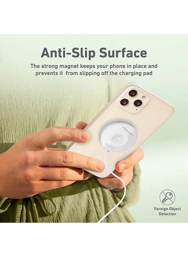PROMATE - iPhone14 3-in-1 Wireless Charger, Dual Sided Magnetic Qi Wireless Charging Pad with 15W Mag-Safe Charging for iPhone 13, 5W iWatch/AirPods Charger and USB-C Connector, MagCord-Trio White - Image 1