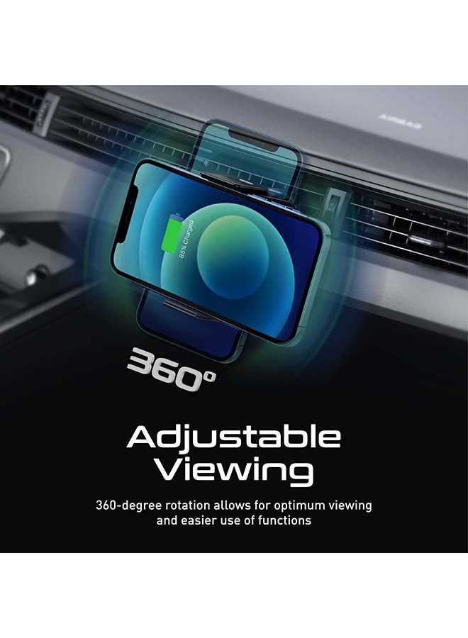 PROMATE - Solar Powered Car Phone Holder, Eco Powered AC Vent Mount Holder With Secure Auto Clamping, 360 Degree Rotation, One Touch Release And Stable Mounting For Apple iPhone 13, Galaxy S21, GPS Black - Image 1