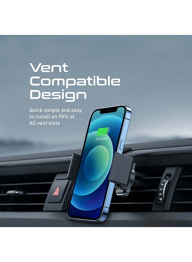 PROMATE - Solar Powered Car Phone Holder, Eco Powered AC Vent Mount Holder With Secure Auto Clamping, 360 Degree Rotation, One Touch Release And Stable Mounting For Apple iPhone 13, Galaxy S21, GPS Black - Image 1
