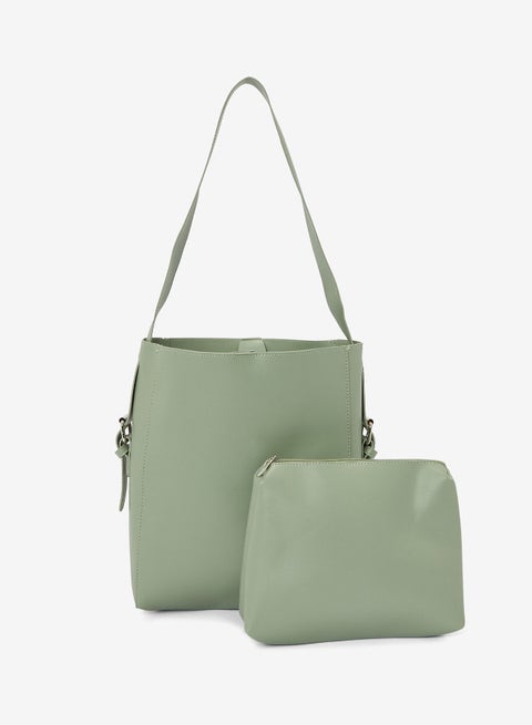 Single Handle Casual Pu Womens Shoulder Bag With Pouch Insert Green