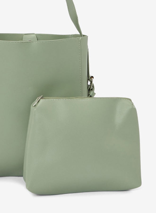 R&B Single Handle Casual Pu Womens Shoulder Bag With Pouch Insert Green  - Image 4