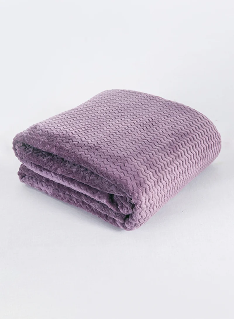 Noon East Lightweight Summer Blanket King Size 260 GSM Wave Pattern Jaquard Fleece Extra Soft All Season Blanket Bed And Sofa Throw Pruple 220 x 240cm Pruple 220 x 240cm