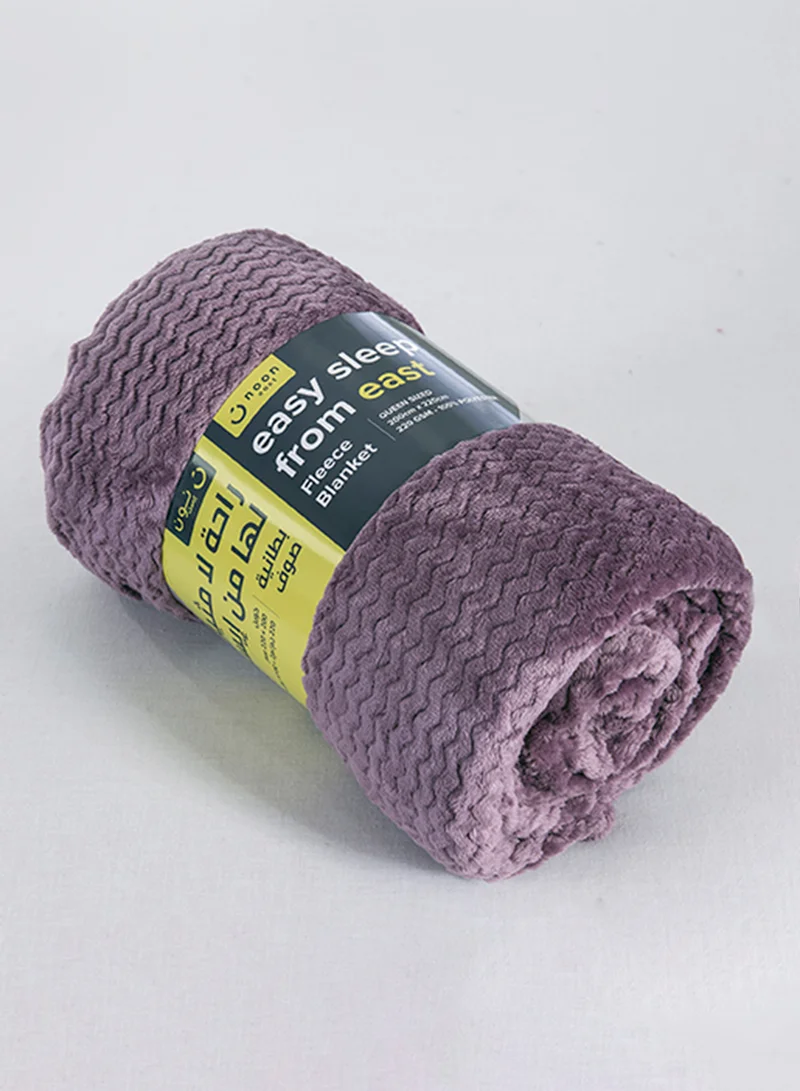 Noon East Lightweight Summer Blanket King Size 260 GSM Wave Pattern Jaquard Fleece Extra Soft All Season Blanket Bed And Sofa Throw Pruple 220 x 240cm Pruple 220 x 240cm
