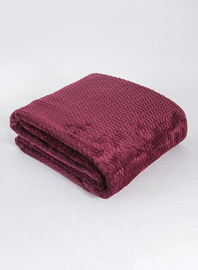 Noon East Lightweight Summer Blanket King Size 260 GSM Wave Pattern Jaquard Fleece Extra Soft All Season Blanket Bed And Sofa Throw 220 X 240 Cms Red Red 220 x 240cm