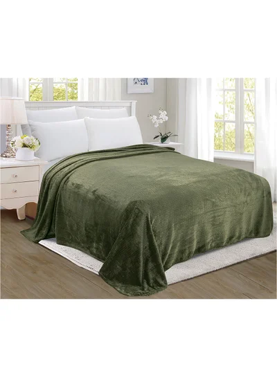 Noon East Lightweight Summer Blanket King Size 280 GSM Wave Pattern Jaquard Fleece Extra Soft All Season Blanket Bed And Sofa Throw  220 X 240 Cms Green Green 220 x 240cm
